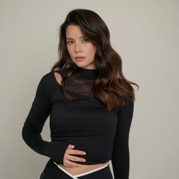 Asymmetrical Mesh Top- Black