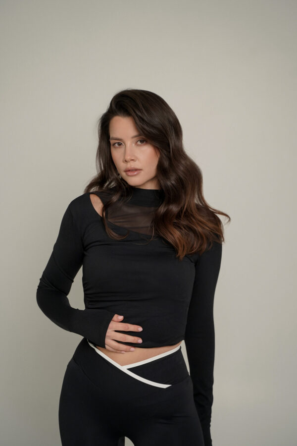 Asymmetrical Mesh Top- Black