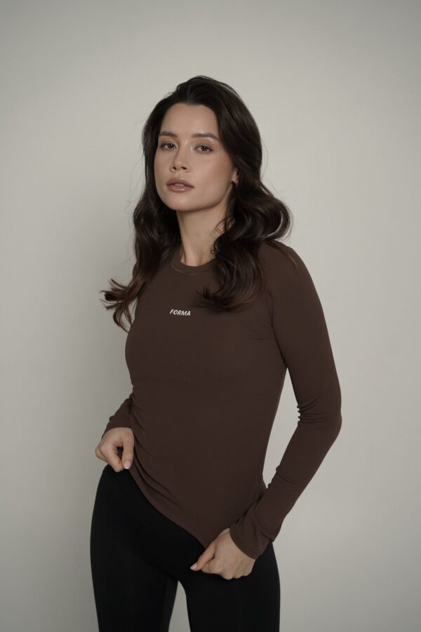 Long Sleeve Top- Coffee